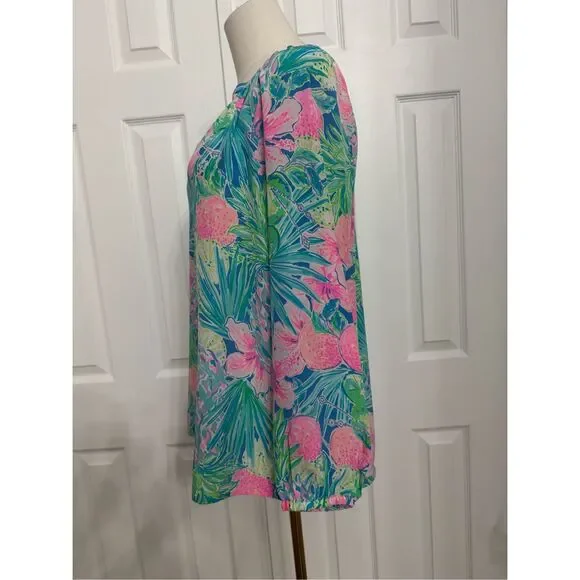 Lilly Pulitzer Small Elsa Silk Top Peony For Your‎ Thoughts Blouse - Picture 2 of 6